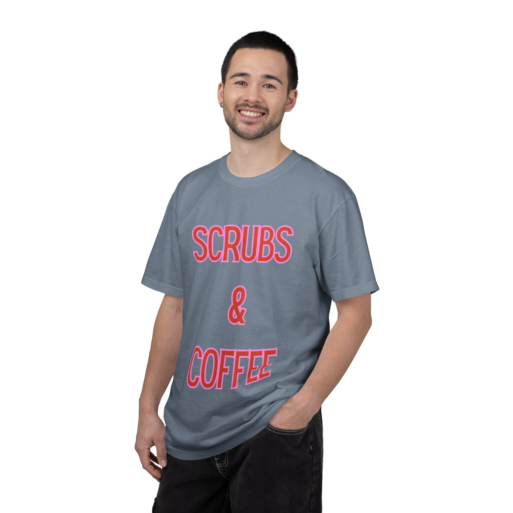 Scrubs & Coffee T-Shirt — Nurse Graphic Tee for Healthcare Workers