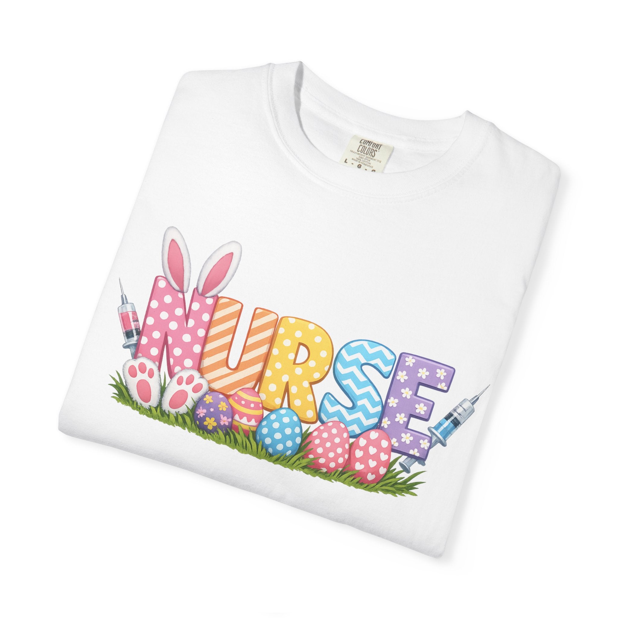 Nurse Easter T-Shirt — Colorful Bunny & Egg Spring Graphic