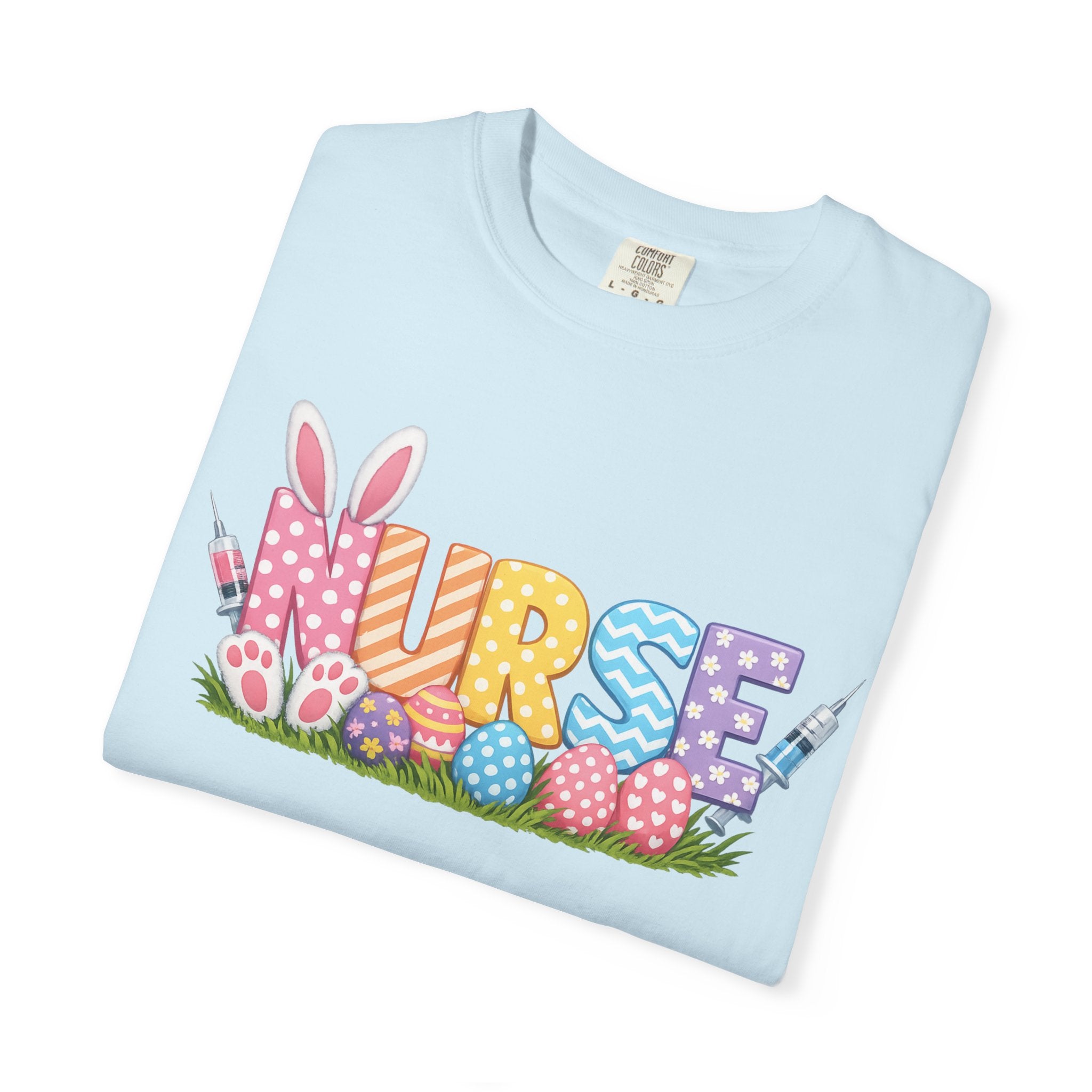 Nurse Easter T-Shirt — Colorful Bunny & Egg Spring Graphic